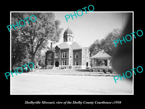 OLD LARGE HISTORIC PHOTO OF SHELBYVILLE MISSOURI, THE COUNTY COURT HOUSE c1950