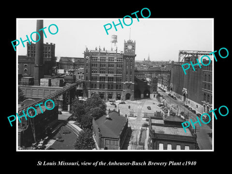 OLD LARGE HISTORIC PHOTO OF St LOUIS MISSOURI, THE ANHEUSER BUSCH BREWERY c1940