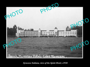 OLD LARGE HISTORIC PHOTO OF SYRACUSE INDIANA, VIEW OF THE SPINK HOTEL c1930