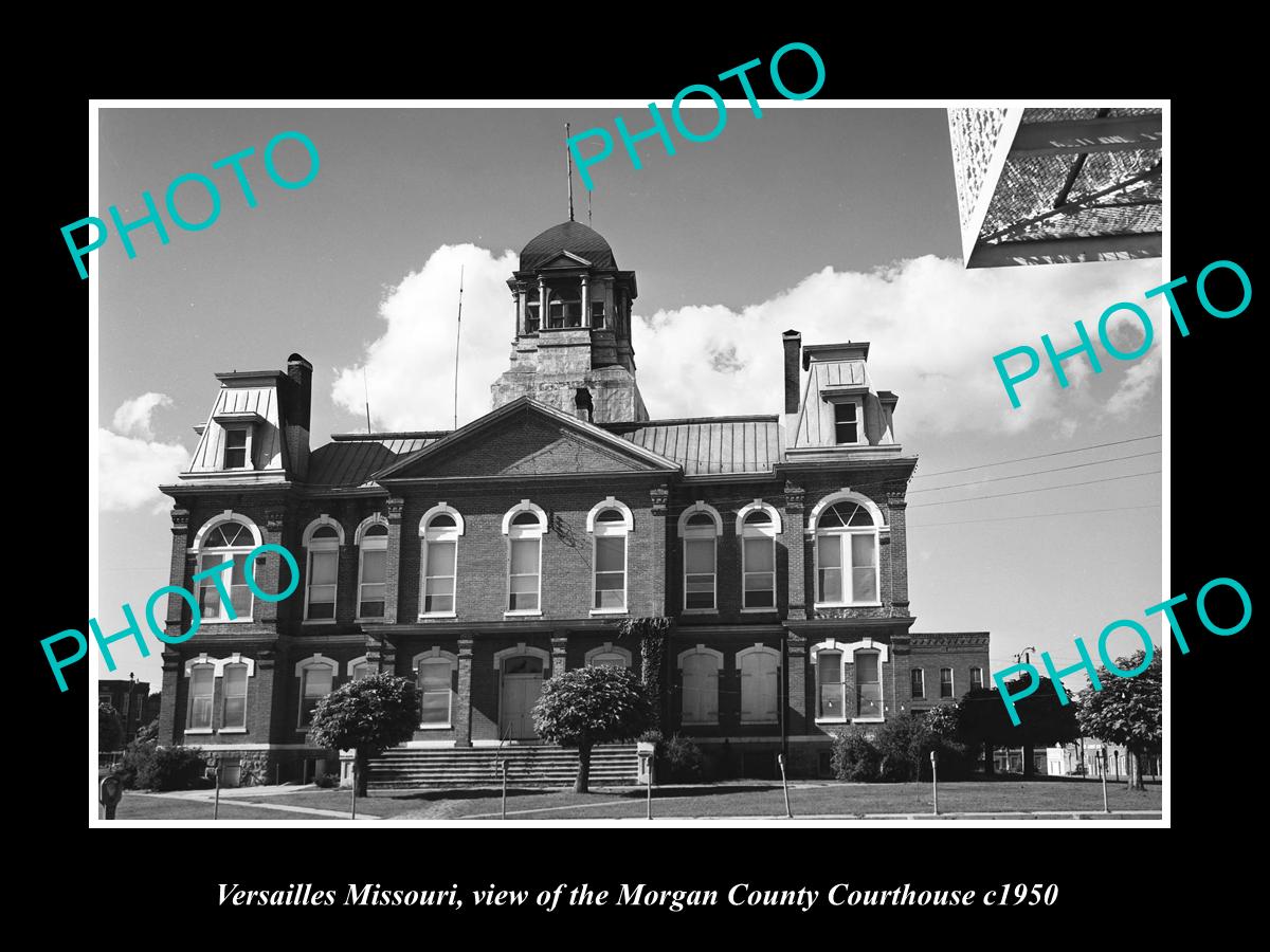 OLD LARGE HISTORIC PHOTO OF VERSAILLES MISSOURI, THE COUNTY COURT HOUSE c1950