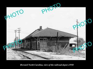 OLD LARGE HISTORIC PHOTO OF BREVARD NORTH CAROLINA, THE RAILROAD DEPOT c1950