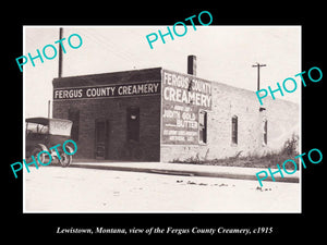 OLD LARGE HISTORIC PHOTO OF LEWISTOWN MONTANA, THE FERGUS COUNTRY CREAMERY c1915