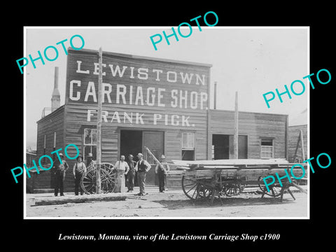 OLD LARGE HISTORIC PHOTO OF LEWISTOWN MONTANA, THE FRANK PICK CARRIAGE SHOP 1900