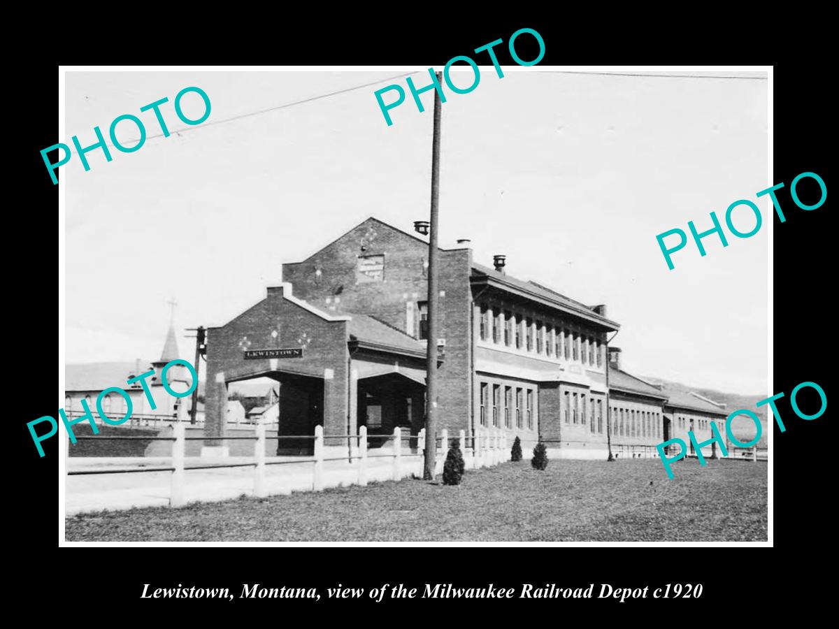 OLD LARGE HISTORIC PHOTO OF LEWISTOWN MONTANA, MILWAUKEE RAILROAD DEPOT c1920 2