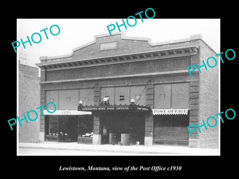 OLD LARGE HISTORIC PHOTO OF LEWISTOWN MONTANA, THE TOWN POST OFFICE c1930