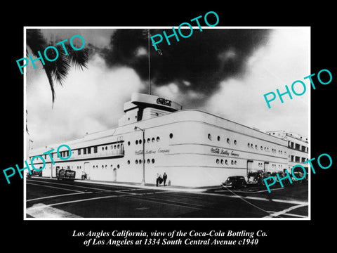 OLD LARGE HISTORIC PHOTO OF LOS ANGELES CALIFORNIA, THE COCA COLA PLANT c1940