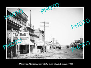 OLD LARGE HISTORIC PHOTO OF MILES CITY MONTANA, THE MAIN ST & STORES c1880