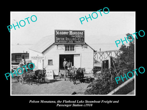 OLD LARGE HISTORIC PHOTO OF POLSON MONTANA, THE FLATHEAD LAKE STATION c1910