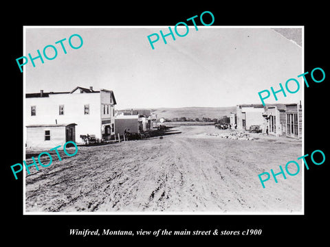 OLD LARGE HISTORIC PHOTO OF WINIFRED MONTANA, THE MAIN STREET & STORES c1900 1