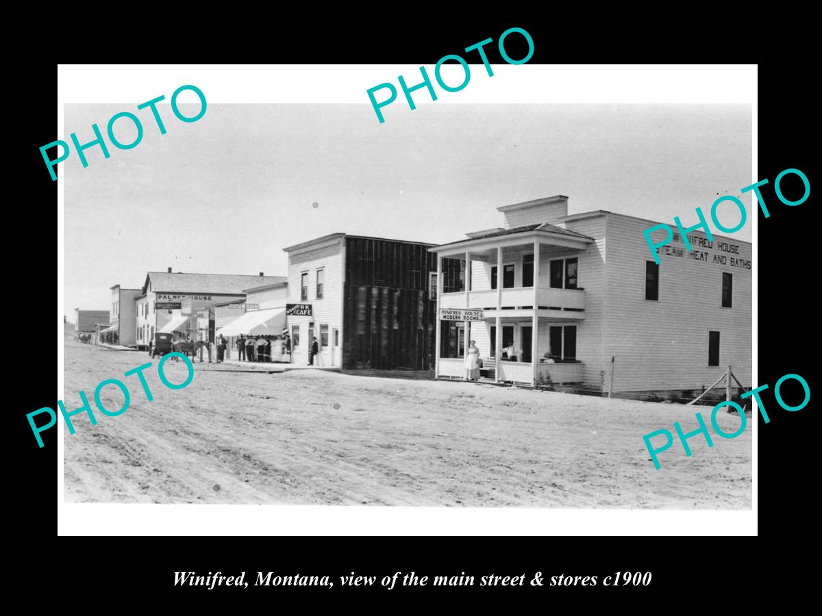 OLD LARGE HISTORIC PHOTO OF WINIFRED MONTANA, THE MAIN STREET & STORES c1900 2