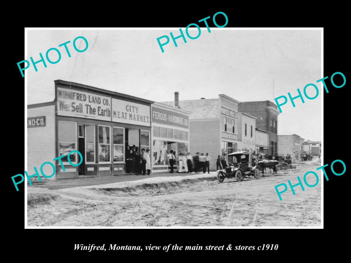 OLD LARGE HISTORIC PHOTO OF WINIFRED MONTANA, THE MAIN STREET & STORES c1910