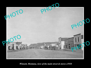 OLD LARGE HISTORIC PHOTO OF WINNETT MONTANA, THE MAIN STREET & STORES c1910