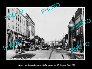 OLD LARGE HISTORIC PHOTO OF SOMERSET KENTUCKY, VIEW OF  MT VERNON St STORES 1940