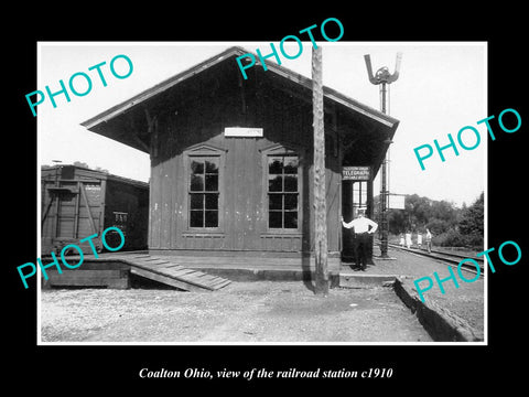 OLD LARGE HISTORIC PHOTO OF COALTON OHIO, VIEW OF THE RAILROAD DEPOT c1910