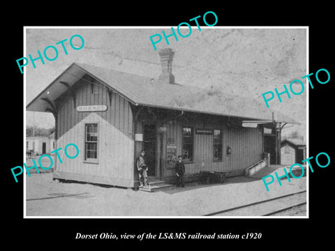 OLD LARGE HISTORIC PHOTO OF DORSET OHIO, VIEW OF THE RAILROAD DEPOT c1920