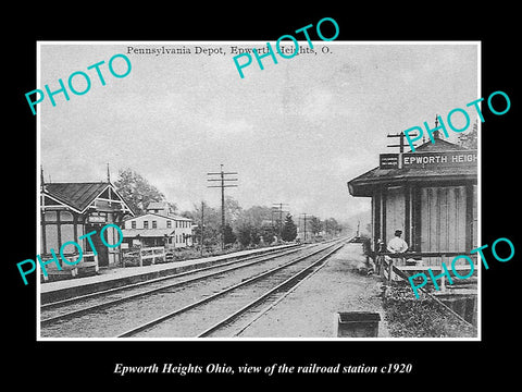 OLD LARGE HISTORIC PHOTO OF EPWORTH HEIGHTS OHIO, THE RAILROAD DEPOT c1920