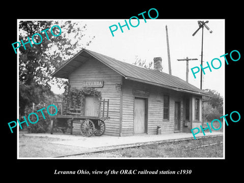 OLD LARGE HISTORIC PHOTO OF LEVANNA OHIO, VIEW OF THE RAILROAD DEPOT c1930