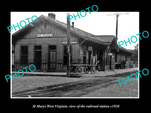 OLD LARGE HISTORIC PHOTO OF ST MARYS WEST VIRGINIA, THE RAILROAD DEPOT c1920