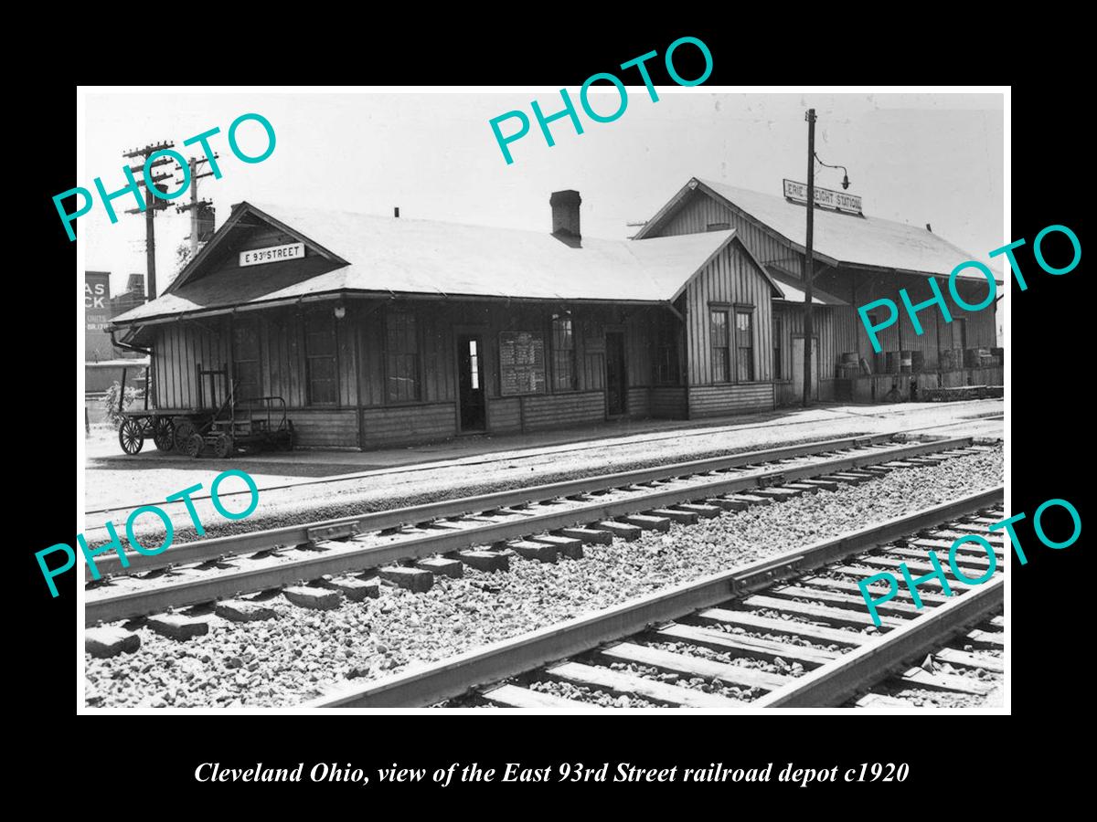 OLD LARGE HISTORIC PHOTO OF CLEVELAND OHIO, THE 93rd STREET RAILROAD DEPOT c1920