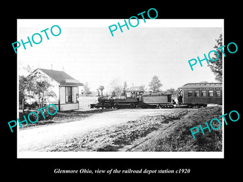 OLD LARGE HISTORIC PHOTO OF GLENMORE OHIO, THE RAILROAD DEPOT STATION c1920