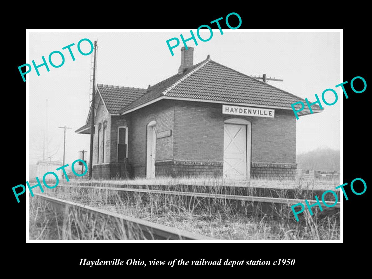 OLD LARGE HISTORIC PHOTO OF HAYDENVILLE OHIO, THE RAILROAD DEPOT STATION c1950