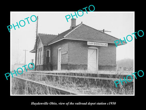 OLD LARGE HISTORIC PHOTO OF HAYDENVILLE OHIO, THE RAILROAD DEPOT STATION c1950