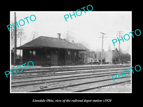 OLD LARGE HISTORIC PHOTO OF LINNDALE OHIO, THE RAILROAD DEPOT STATION c1920