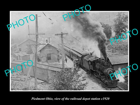 OLD LARGE HISTORIC PHOTO OF PIEDMONT OHIO, THE RAILROAD DEPOT STATION c1920