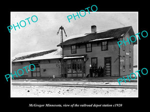 OLD LARGE HISTORIC PHOTO OF McGREGOR MINNESOTA, RAILROAD DEPOT STATION c1920 2