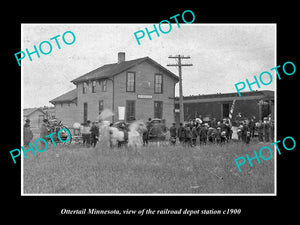 OLD LARGE HISTORIC PHOTO OF OTTERTAIL MINNESOTA, THE RAILROAD DEPOT STATION 1920