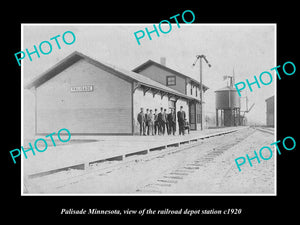 OLD LARGE HISTORIC PHOTO OF PALISADE MINNESOTA, THE RAILROAD DEPOT STATION c1920