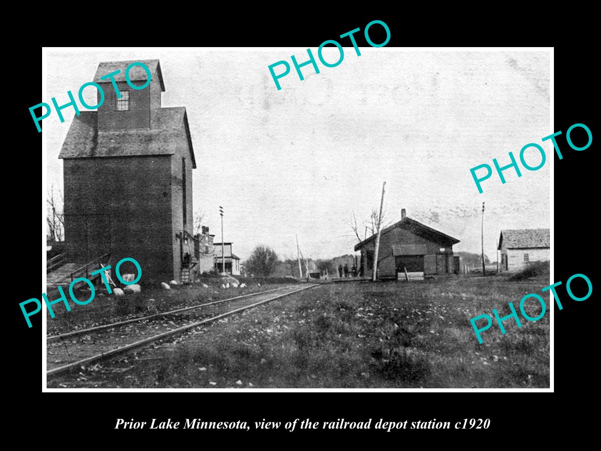 OLD LARGE HISTORIC PHOTO OF PRIOR LAKE MINNESOTA, RAILROAD DEPOT STATION c1920