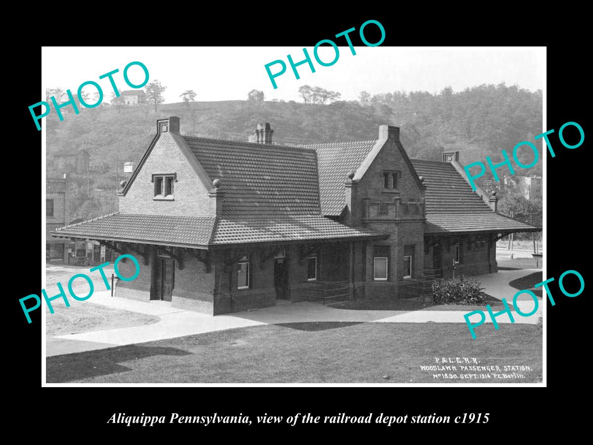 OLD LARGE HISTORIC PHOTO OF ALIQUIPPA PENNSYLVANIA, THE RAILROAD STATION c1915