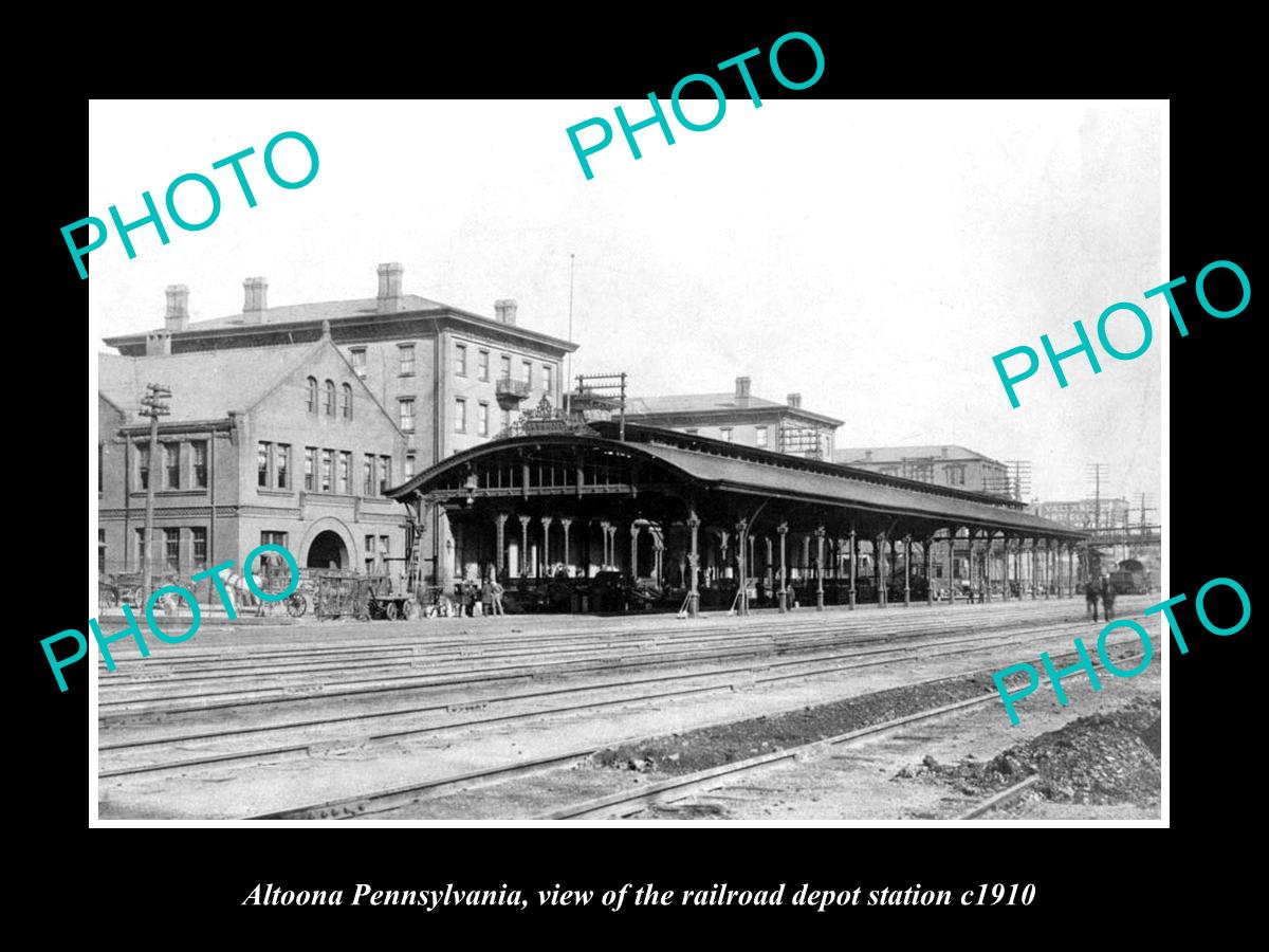 OLD LARGE HISTORIC PHOTO OF ALTOONA PENNSYLVANIA, THE RAILROAD STATION c1920