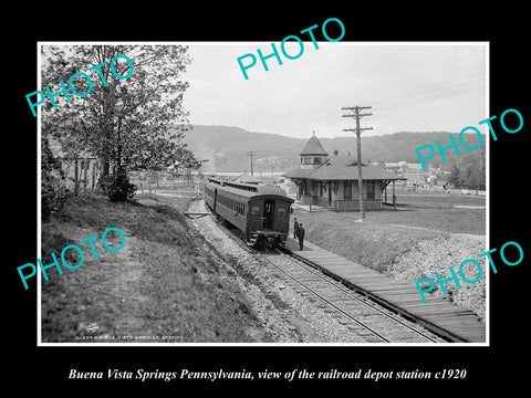 OLD HISTORIC PHOTO OF BUENA VISTA SPRINGS PENNSYLVANIA RAILROAD STATION c1920