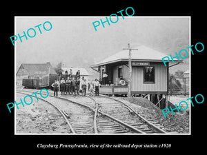 OLD LARGE HISTORIC PHOTO OF CLAYSBURG PENNSYLVANIA, THE RAILROAD STATION c1920