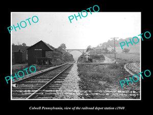 OLD LARGE HISTORIC PHOTO OF COLWELL PENNSYLVANIA, THE RAILROAD STATION c1940