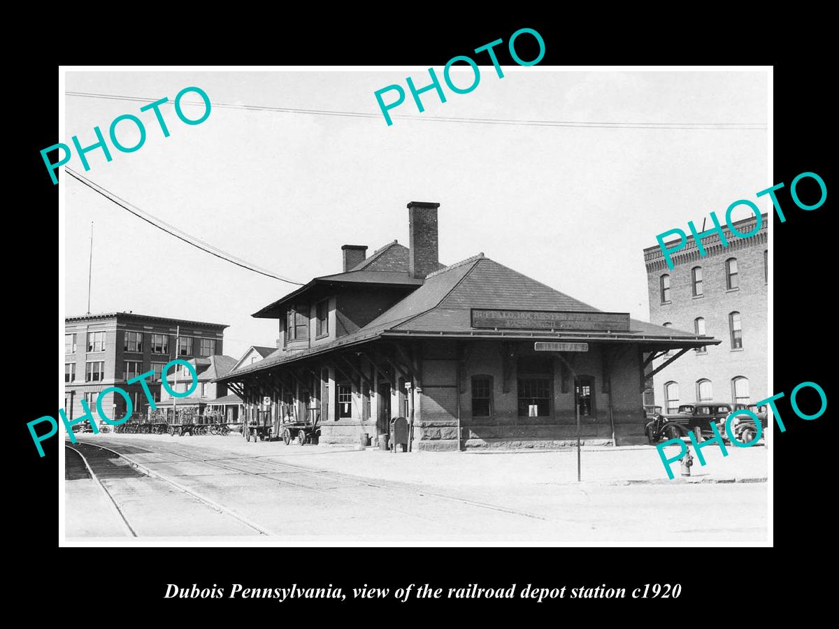 OLD LARGE HISTORIC PHOTO OF DUBOIS PENNSYLVANIA, THE RAILROAD STATION c1920