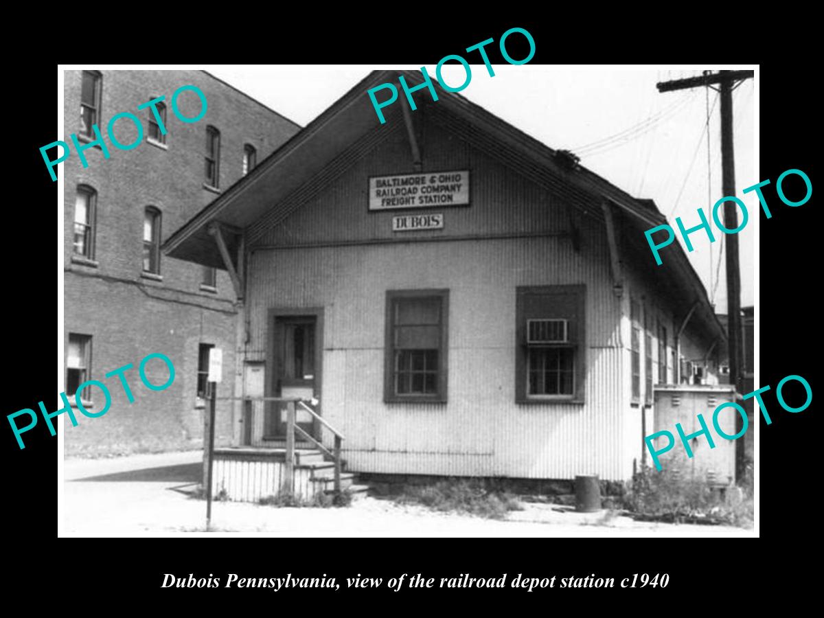 OLD LARGE HISTORIC PHOTO OF DUBOIS PENNSYLVANIA, THE RAILROAD STATION c1940