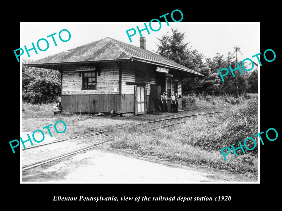 OLD LARGE HISTORIC PHOTO OF ELLENTON PENNSYLVANIA, THE RAILROAD STATION c1920