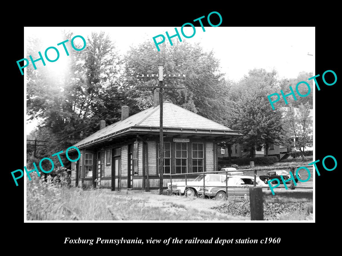 OLD LARGE HISTORIC PHOTO OF FOXBURG PENNSYLVANIA, THE RAILROAD STATION c1960