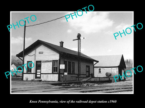 OLD LARGE HISTORIC PHOTO OF KNOX PENNSYLVANIA, THE RAILROAD STATION c1960