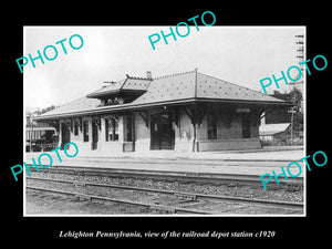 OLD LARGE HISTORIC PHOTO OF LEHIGHTON PENNSYLVANIA, THE RAILROAD STATION c1920