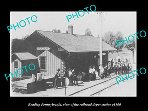 OLD LARGE HISTORIC PHOTO OF READING PENNSYLVANIA, THE RAILROAD STATION c1900