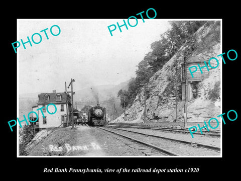 OLD LARGE HISTORIC PHOTO OF RED BANK PENNSYLVANIA, THE RAILROAD STATION c1920