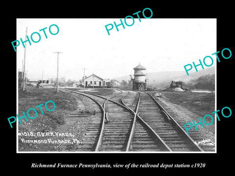 OLD HISTORIC PHOTO OF RICHMOND FURNACE PENNSYLVANIA RAILROAD STATION c1920