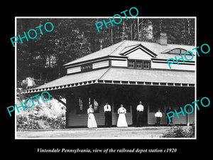 OLD LARGE HISTORIC PHOTO OF VINTONDALE PENNSYLVANIA, THE RAILROAD STATION c1920