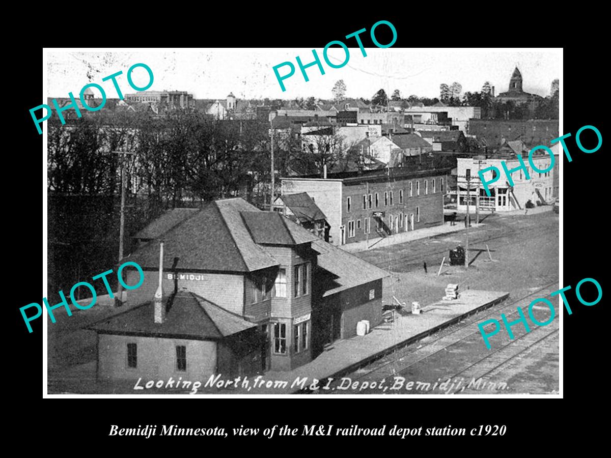 OLD LARGE HISTORIC PHOTO OF BEMIDJI MINNESOTA, RAILROAD DEPOT STATION c1920 2