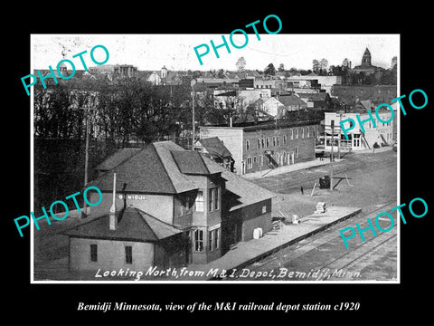 OLD LARGE HISTORIC PHOTO OF BEMIDJI MINNESOTA, RAILROAD DEPOT STATION c1920 2