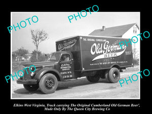 OLD LARGE HISTORIC PHOTO OF ELKINS WEST VIRGINIA, THE GERMAN BEER TRUCK c1940